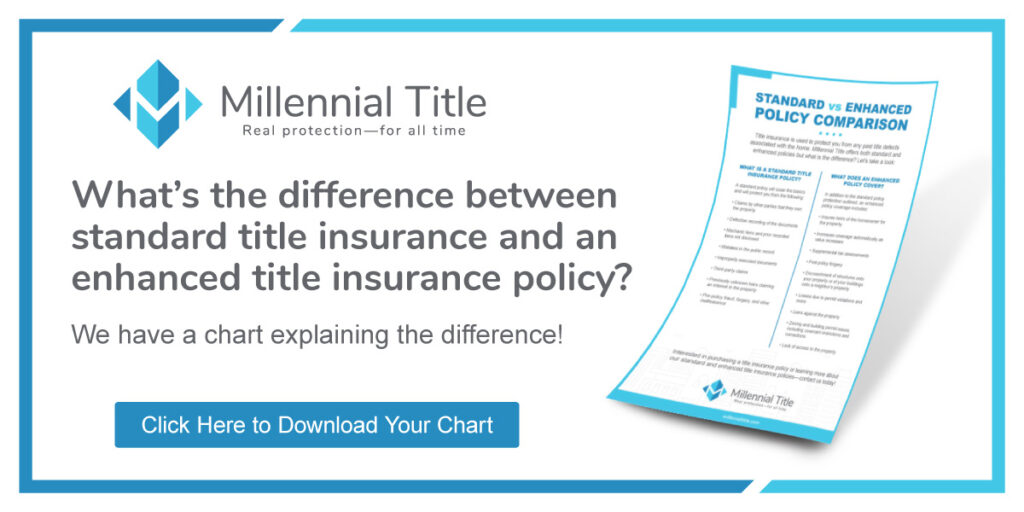 How much title insurance coverage do you need? Download your helpful chart on the differences between a standard vs enhanced title insurance policy!